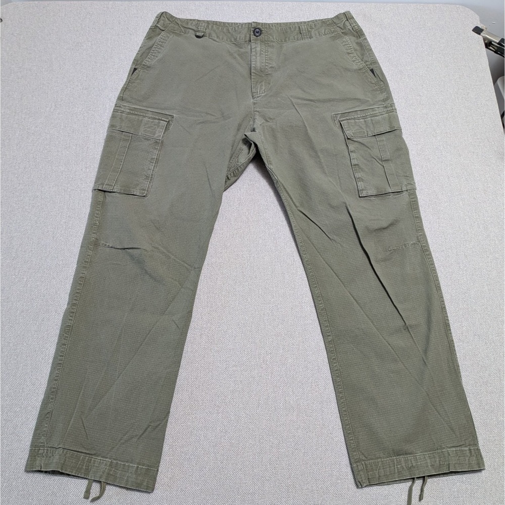 NIKE SB Men's Cargo Pants 38x32 Olive Green Ripstop Drawstring Cuffs Streetwear